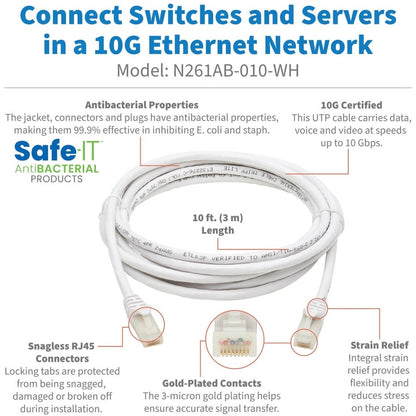 Tripp Lite Safe-IT N261AB-010-WH Cat.6a UTP Network Cable N261AB-010-WH