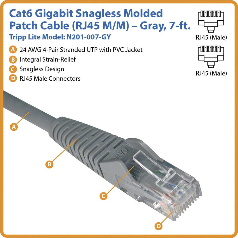 Tripp Lite Cat6 Patch Cable N201-007-GY