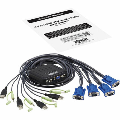 Tripp Lite by Eaton 4-Port VGA KVM Switch with Built-In VGA, USB and 3.5 mm Audio Cables B032-VUA4