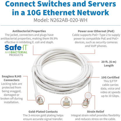 Tripp Lite by Eaton N262AB-020-WH Cat.6A S/FTP Network Cable N262AB-020-WH