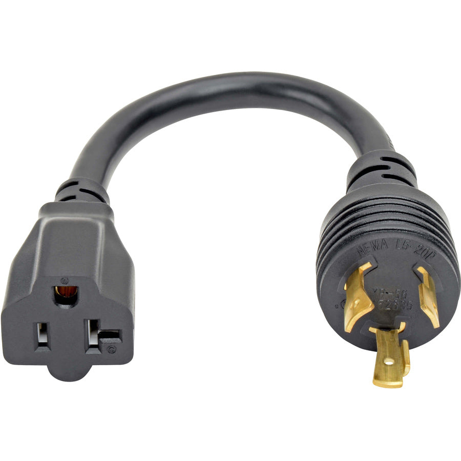 Tripp Lite 6in Power Cord Adapter Cable L5-20P to 5-15/20R with Locking Connectors Heavy Duty 20A 12AWG 6" P046-06N-T