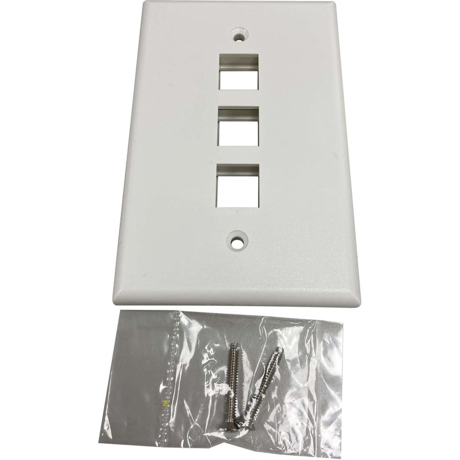 Tripp Lite by Eaton Safe-IT 3-Port Single-Gang Keystone Wall Plate, Antibacterial, Ivory Matte, TAA N042AB-003-IVM