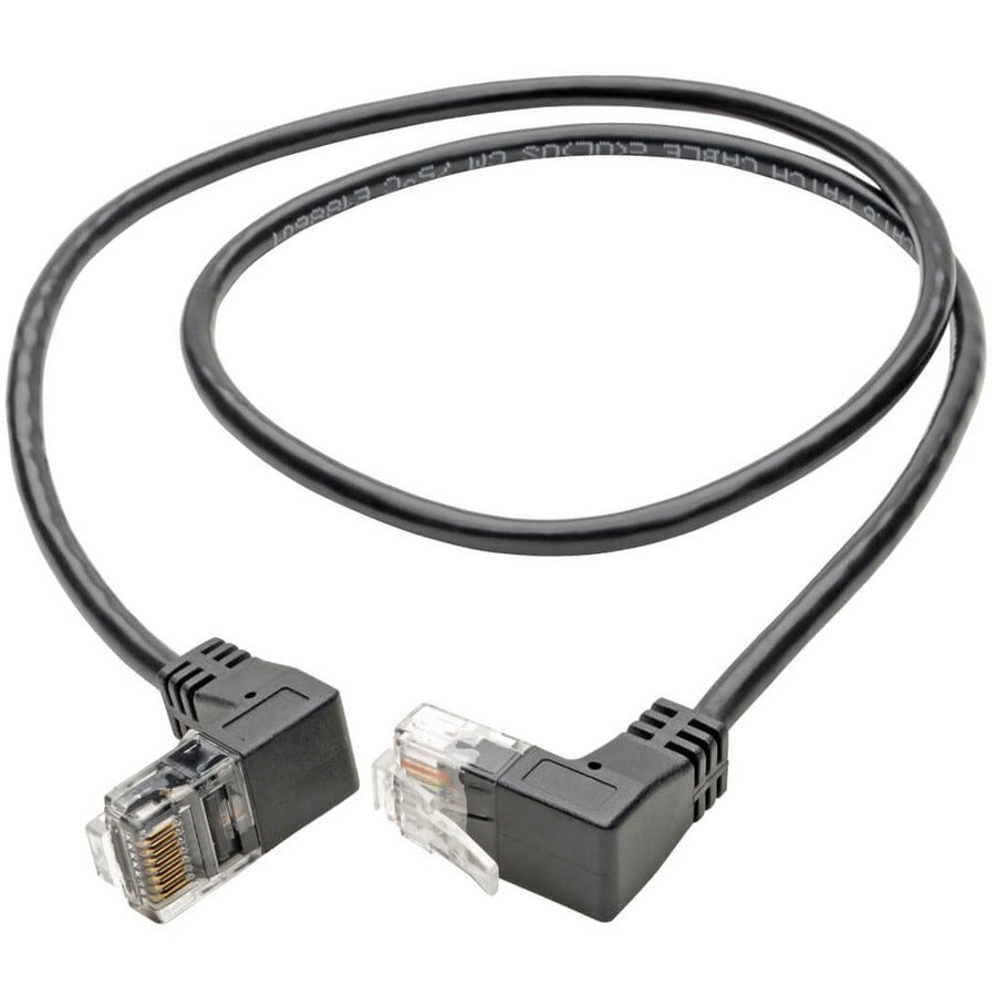 Tripp Lite by Eaton N201-SR1-BK Right-Angle Cat6 UTP Patch Cable - 1 ft., M/M, Slim, Black N201-SR1-BK