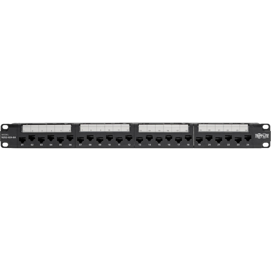 Tripp Lite by Eaton N252-024-6A 24-Port 1U Rack-Mount Cat6a/Cat6/Cat5e 110 Patch Panel N252-024-6A