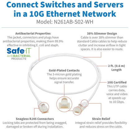 Tripp Lite Safe-IT N261AB-S02-WH Cat.6a UTP Network Cable N261AB-S02-WH