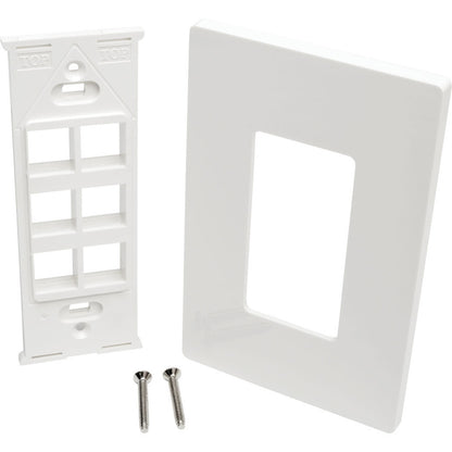 Tripp Lite by Eaton 6-Port Single-Gang Universal Keystone Wallplate, White N080-106