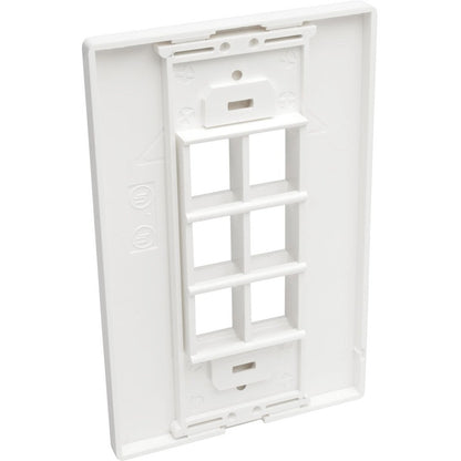 Tripp Lite by Eaton 6-Port Single-Gang Universal Keystone Wallplate, White N080-106