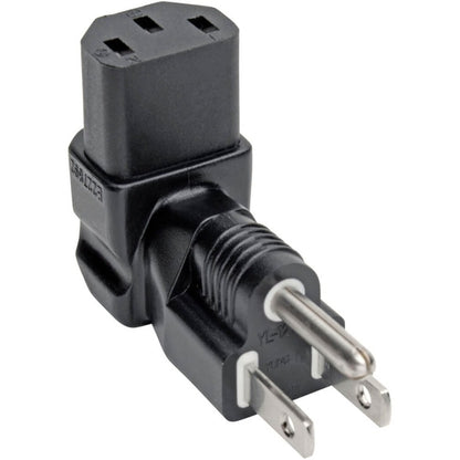 Tripp Lite by Eaton Down-Angled NEMA 5-15P to C13 Power Cord Adapter - 10A, 125V, Black P006-000-DA