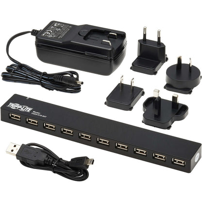 Tripp Lite by Eaton 10-Port USB Hub with Power Supply and International Plug Adapters U223-010-INT