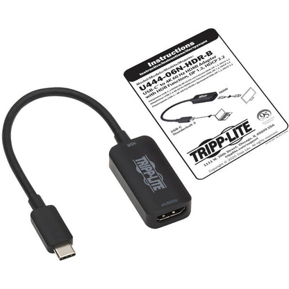 Tripp Lite by Eaton U444-06N-HDR-B USB-C to HDMI Adapter Cable, M/F, Black, 6 in. U444-06N-HDR-B