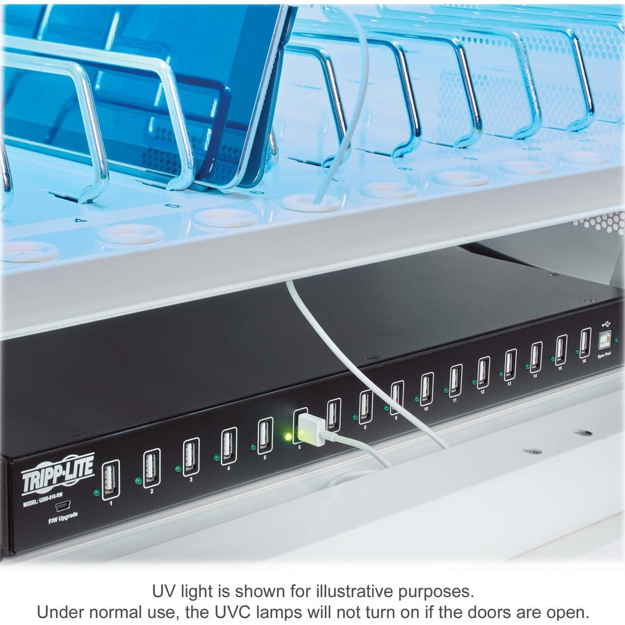 Tripp Lite by Eaton CS16USBWHG Hospital-Grade 16-Device UV Charging Cabinet, White CS16USBWHG