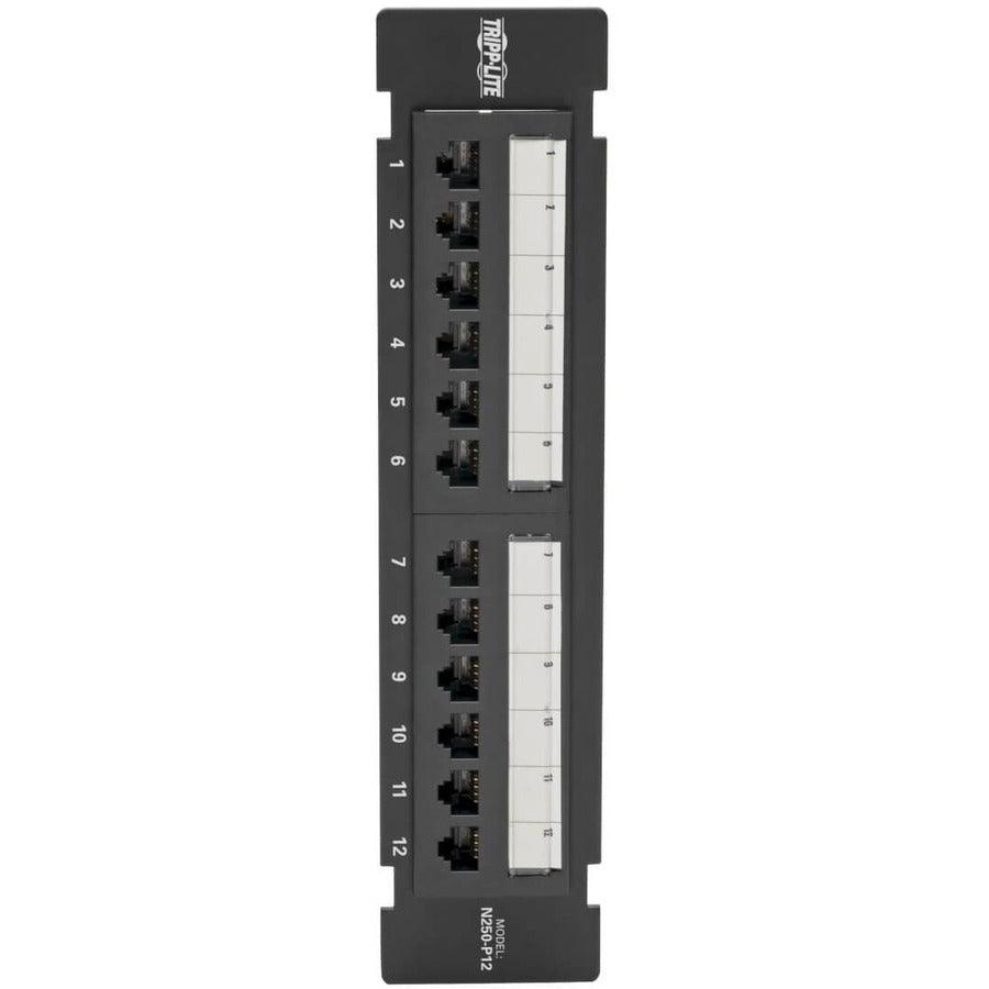 Tripp Lite by Eaton N250-P12 12-Port Wall-Mount Cat6 Patch Panel - PoE+ Compliant N250-P12