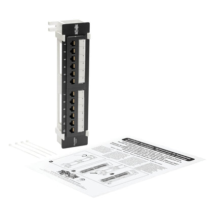 Tripp Lite by Eaton N250-P12 12-Port Wall-Mount Cat6 Patch Panel - PoE+ Compliant N250-P12