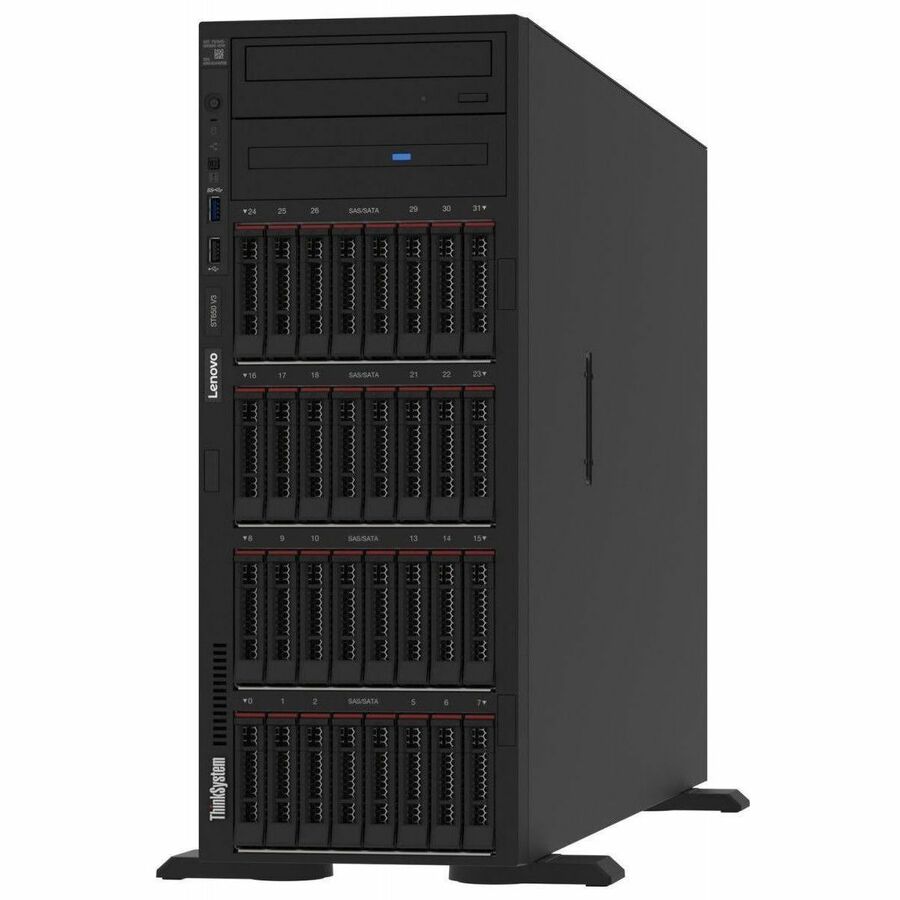 Lenovo ThinkSystem ST650 V3 7D7A1009NA 4U Tower Server - 1 x Intel Xeon Silver 4410T 2.70 GHz - 32 GB RAM - Serial ATA, 12Gb/s SAS Controller 7D7A1009NA