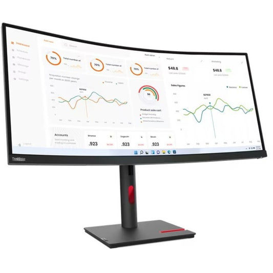 Moniteur LED incurvé Lenovo ThinkVision T34w-30 34" avec webcam UW-QHD - 21:9 - Noir corbeau 63D4ZAR1US