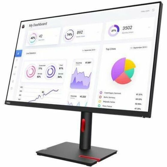 Moniteur LED 4K UHD avec webcam Lenovo ThinkVision T32p-30 de 32 pouces - 16:9 - Noir corbeau 63D2ZAR1US