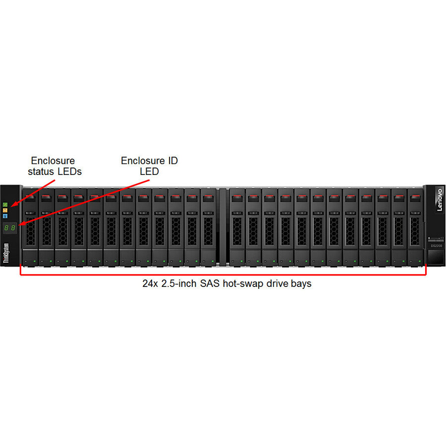 Lenovo ThinkSystem DS2200 SFF FC/iSCSI Dual Controller Unit (US English Documentation) 4599A11