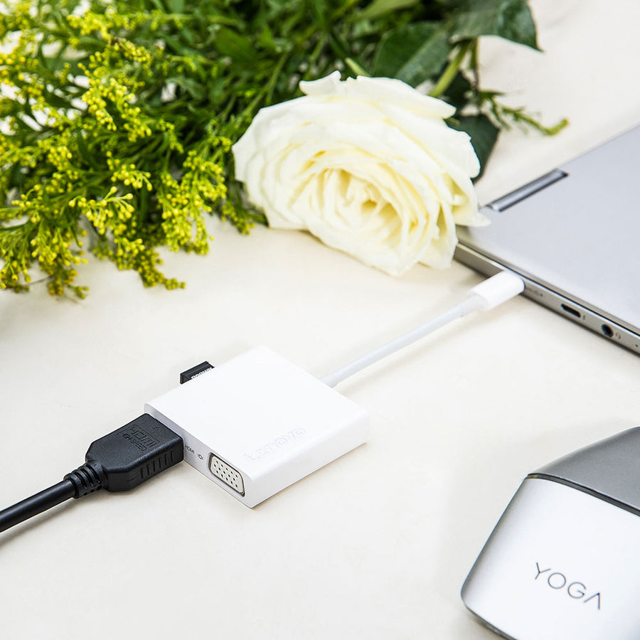 Lenovo USB-C 3-in-1 Travel Hub, 4K HDMI, VGA, USB 3.0, Simple Plug and Play GX90T33021