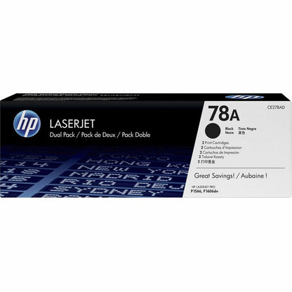 HP 78A Original Laser Toner Cartridge - Black - 2 Pack CE278AD