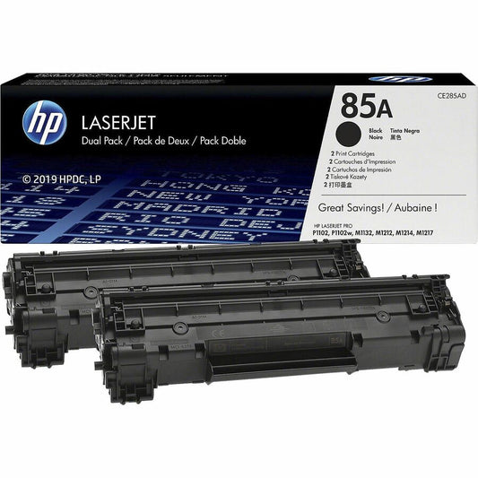 HP 85A Original Laser Toner Cartridge - Black - 2 Pack CE285AD