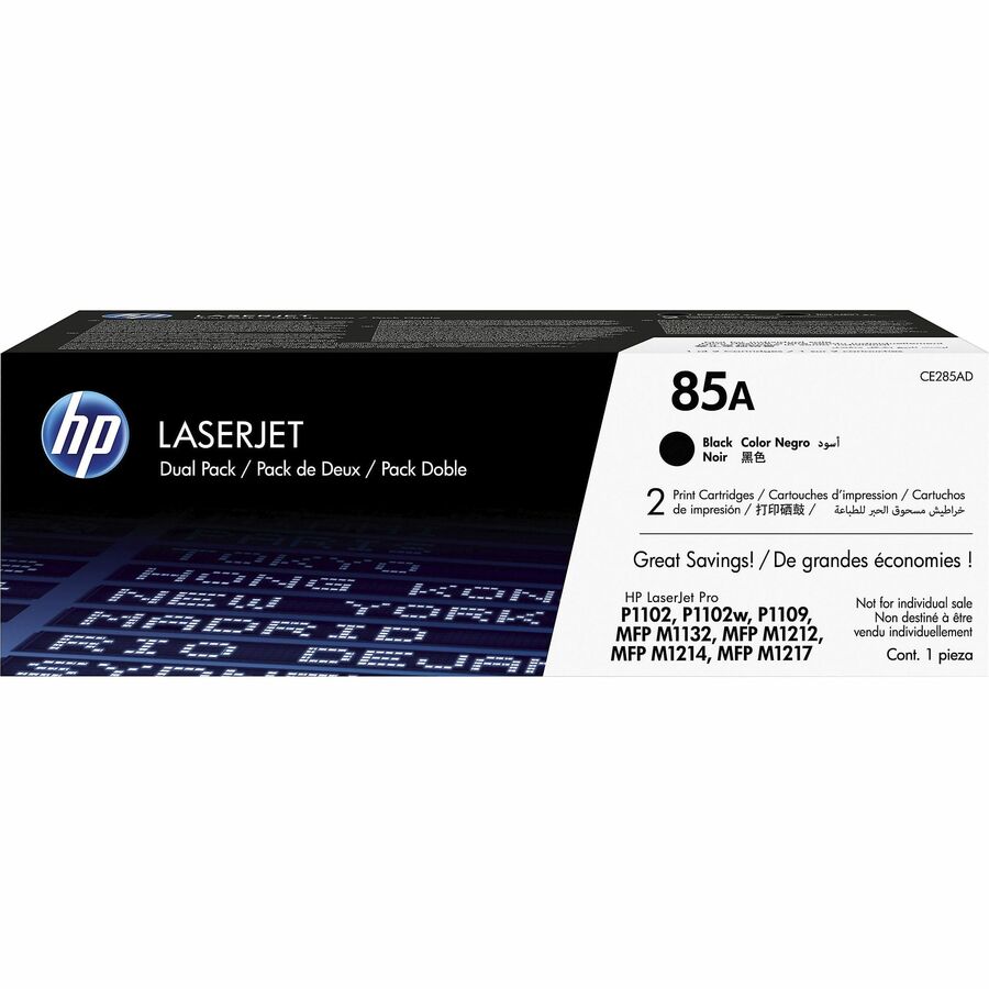 HP 85A Original Laser Toner Cartridge - Black - 2 Pack CE285AD