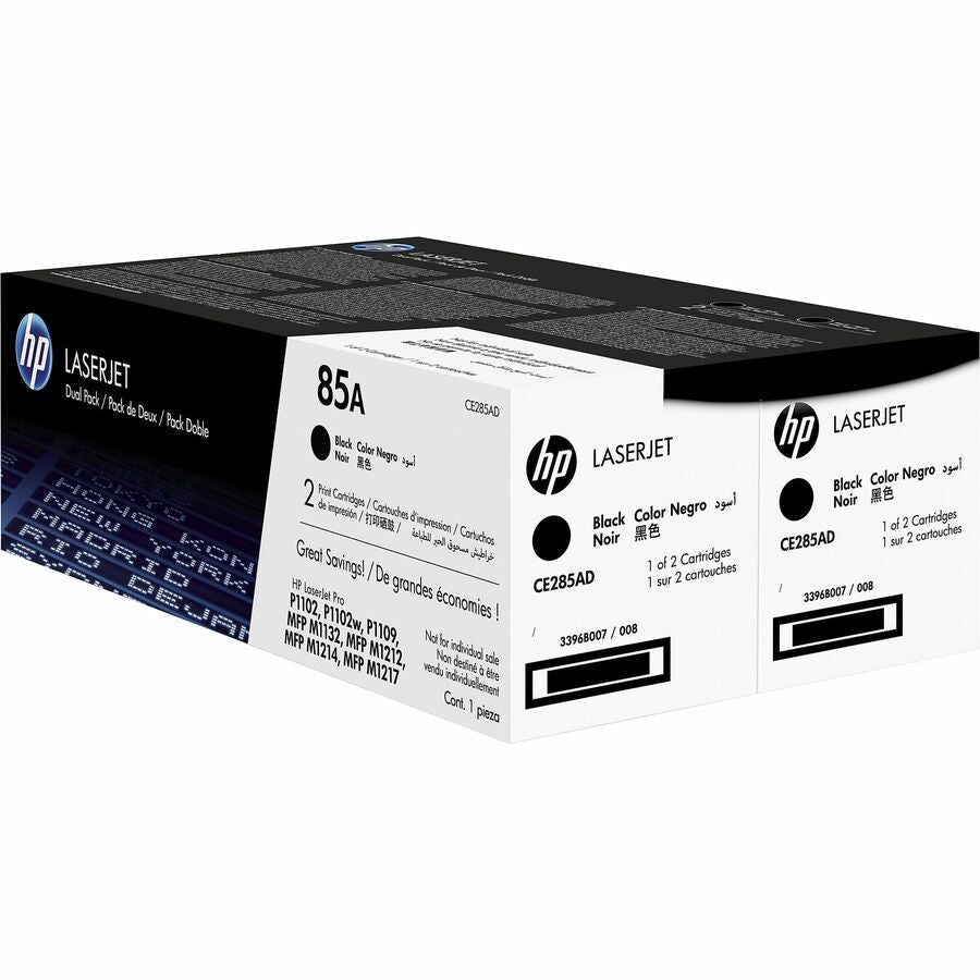 HP 85A Original Laser Toner Cartridge - Black - 2 Pack CE285AD