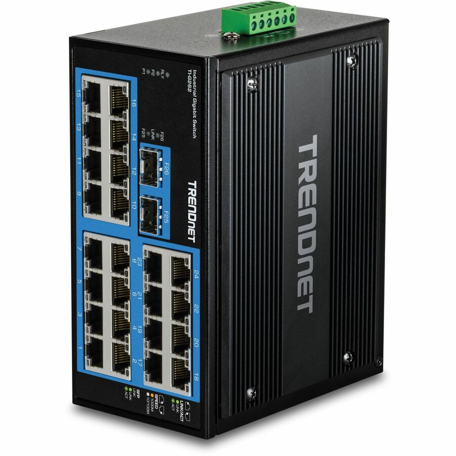 TRENDnet 26-Port Hardened Industrial Gigabit DIN-Rail Switch TI-G262