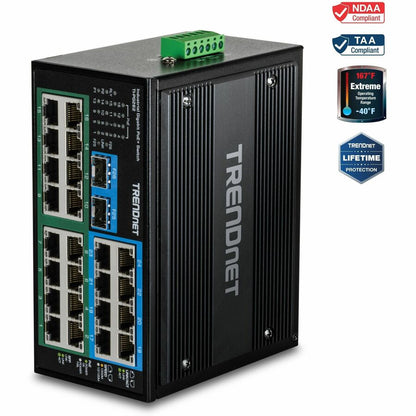 TRENDnet 26-Port Hardened Industrial Gigabit PoE+ DIN-Rail Switch TI-PG262