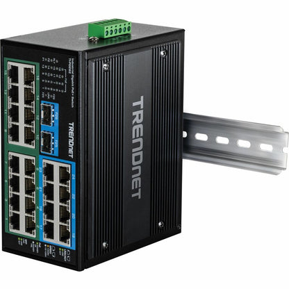 TRENDnet 26-Port Hardened Industrial Gigabit PoE+ DIN-Rail Switch TI-PG262