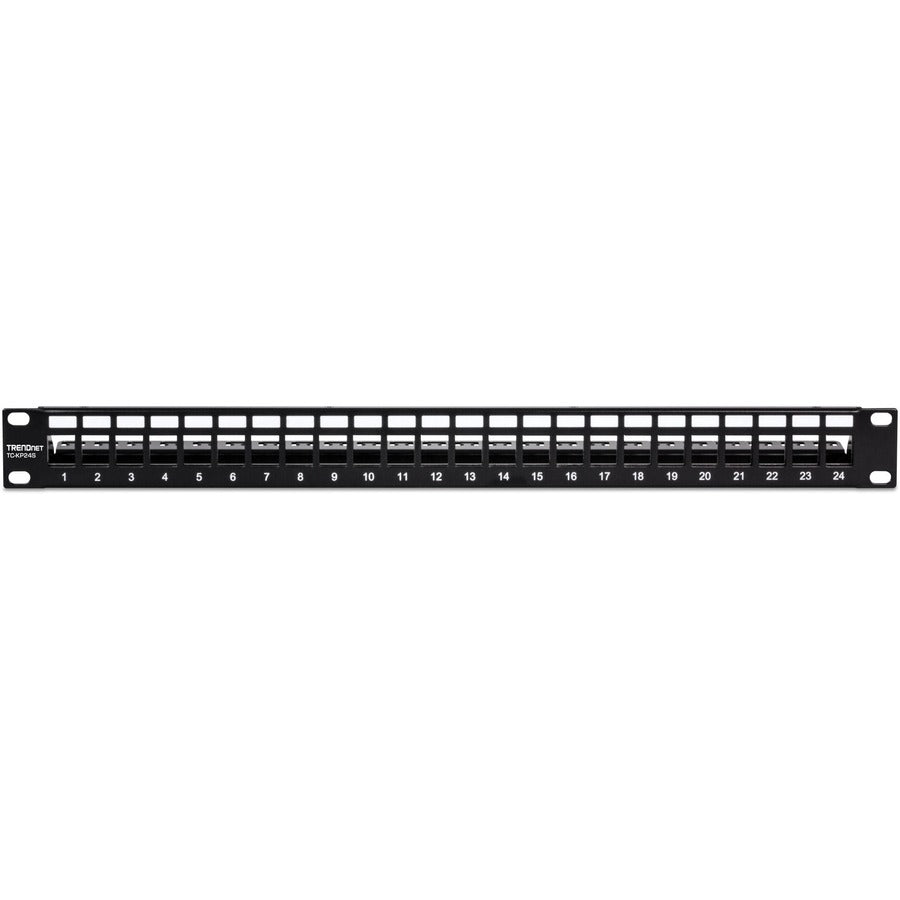 TRENDnet 24-Port Blank Keystone Shielded 1U Patch Panel, 1U 19" Rackmount Housing, Protects Against EMI/RFI Noise, Recommended With TC-K06C6A Cat6A Keystone Jacks (Sold Separately), Black, TC-KP24S TC-KP24S