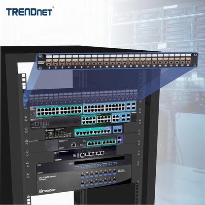 TRENDnet 24-Port Blank Keystone Shielded 1U Patch Panel, 1U 19" Rackmount Housing, Protects Against EMI/RFI Noise, Recommended With TC-K06C6A Cat6A Keystone Jacks (Sold Separately), Black, TC-KP24S TC-KP24S