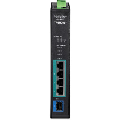 TRENDnet 5-port Industrial Gigabit PoE+ DIN-Rail Switch -20&deg; - 65&deg;C (-4&deg; - 149&deg;F) TI-PGM541