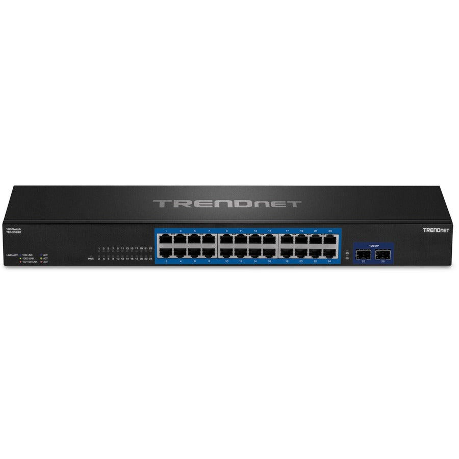 TRENDnet 24-Port Gigabit Switch with 2 X 10G SFP+ Slots; Fanless Design; 19? 1U Rack mountable; TEG-30262 TEG-30262