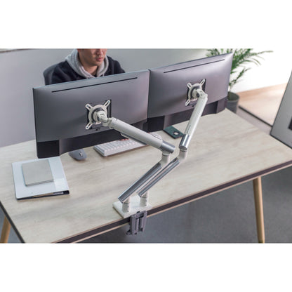 Amer Mounts HYDRA2A Desk Mount for Display Screen, Curved Screen Display, Monitor - Space Gray, Textured White HYDRA2A