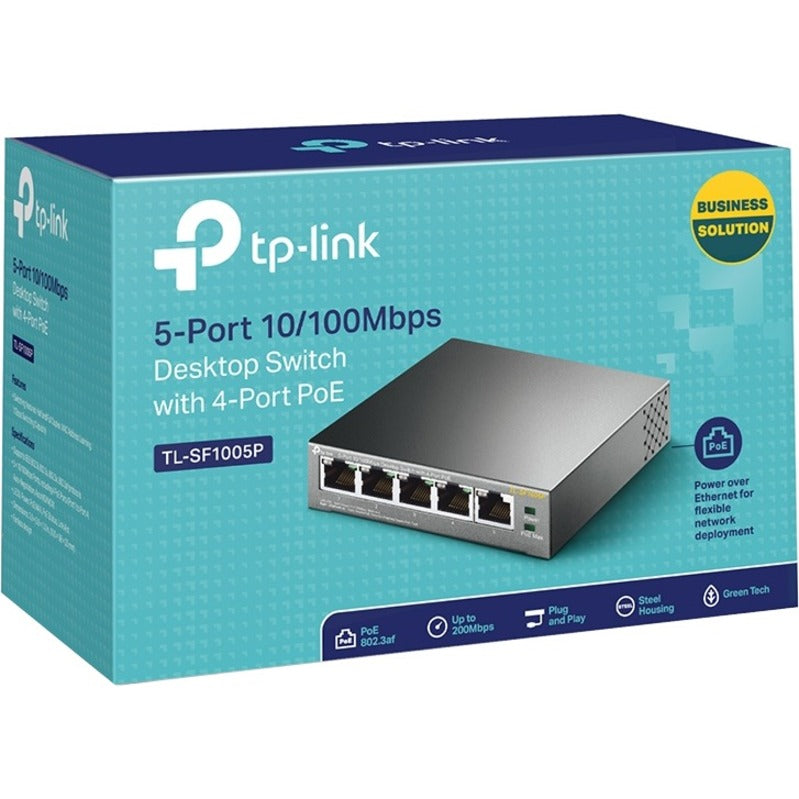 TP-Link 5-Port 10/100Mbps Desktop Switch with 4-Port PoE+ TL-SF1005P