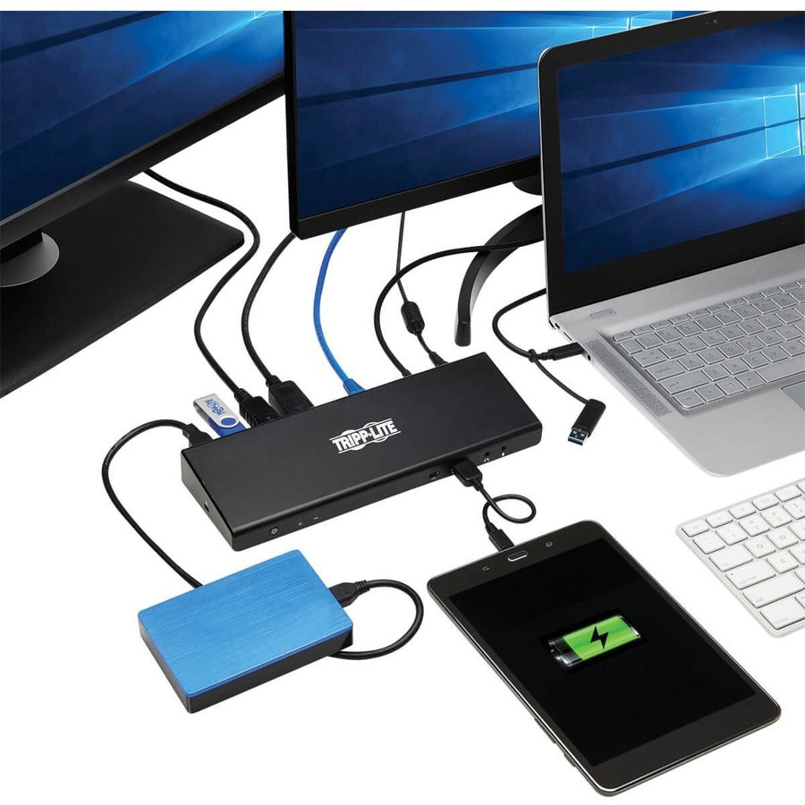 Tripp Lite by Eaton USB-C Dock, Dual Display - 5K 60 Hz DP, 4K 60 Hz HDMI, USB 3.x (5Gbps), USB-A/C Hub, GbE, 85W PD Charging U442-DOCK21-B