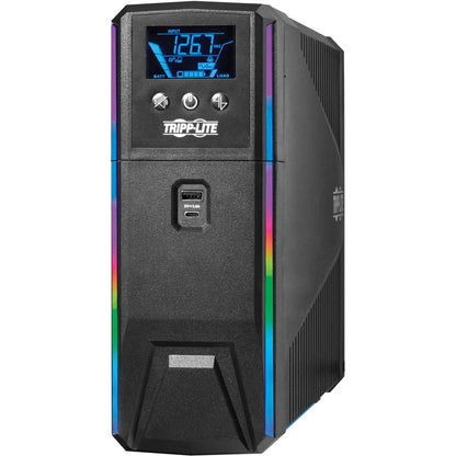 Tripp Lite by Eaton 1500VA 900W 120V Pure Sine Wave Gaming UPS Battery Backup - LCD, AVR, RGB LEDs, USB Charging, Power Saving SMART1500PSGLCD