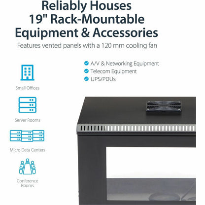 StarTech.com 2-Post 6U Wall Mount Network Cabinet w/ Acrylic Door, 19" Small Wall-Mounted Server Rack for Data / Computer Equipment, TAA RK619WALL