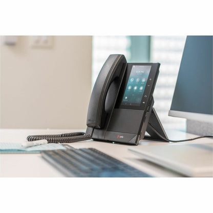 Poly CCX 505 IP Phone - Corded - Corded/Cordless - Bluetooth, Wi-Fi - Desktop, Wall Mountable - Black 82Z82AA