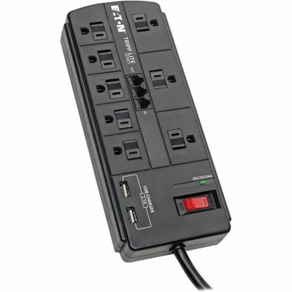 Tripp Lite Surge Protector 8-Outlet 2 USB Charging Ports Tel/Modem 8ft Cord - 8 x NEMA 5-15R, 2 x USB - 1875 VA - 1200 J - 120 V AC Input - Fax/Modem/Phone TLP88TUSBB