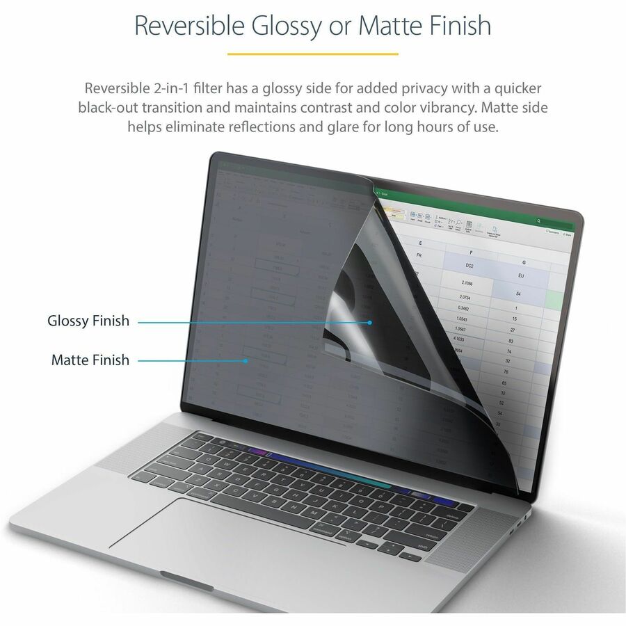 StarTech.com 14-inch MacBook Pro 21/23 Laptop Privacy Screen, Anti-Glare Privacy Filter w/51% Blue Light Reduction, Matte/Glossy Sides 14M21-PRIVACY-SCREEN