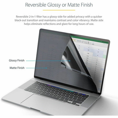 StarTech.com 16-inch MacBook Pro 21/23 Laptop Privacy Screen, Anti-Glare Privacy Filter w/51% Blue Light Reduction, Matte/Glossy Sides 16M21-PRIVACY-SCREEN