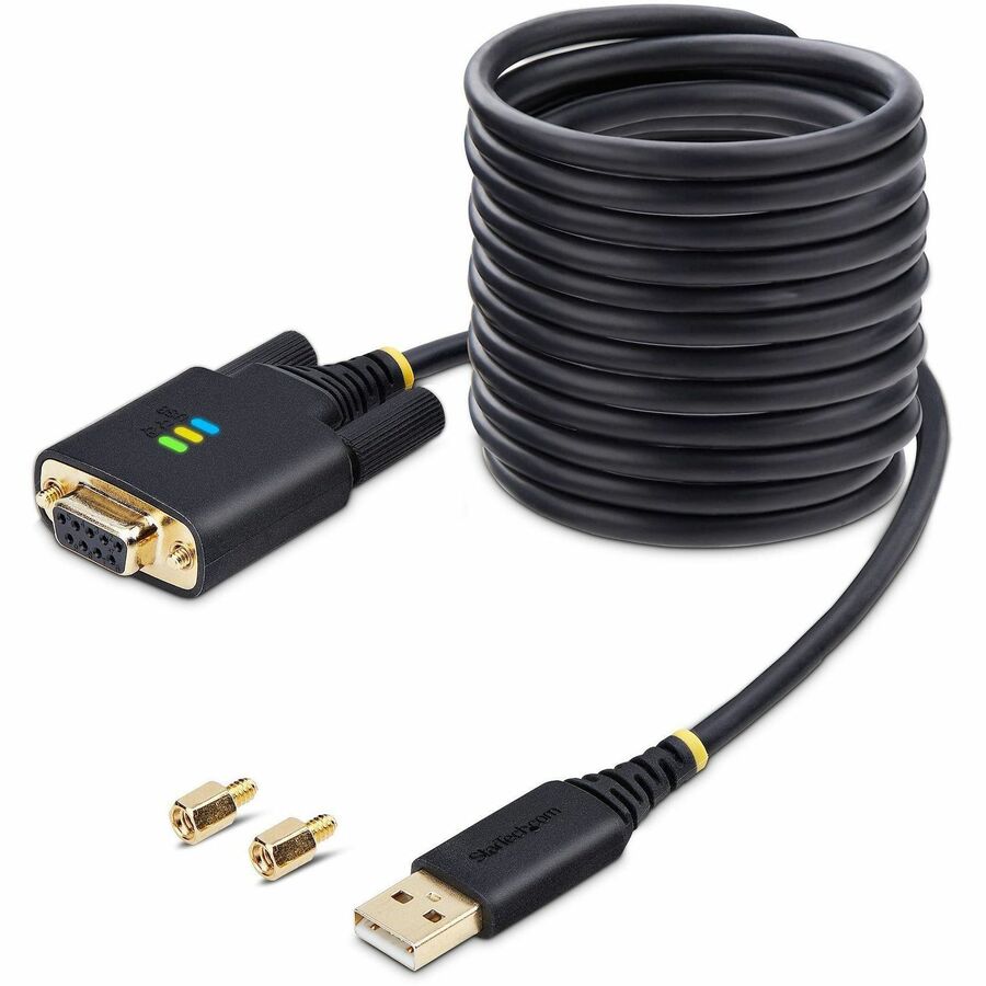 StarTech.com 10ft (3m) USB to Null Modem Serial Adapter Cable, COM Retention, FTDI, RS232, Changeable DB9 Screws/Nuts, Windows/macOS/Linux 1P10FFCN-USB-SERIAL