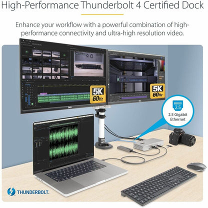 StarTech.com Thunderbolt 4 Multi-Display Docking Station, Quad/Triple/Dual Monitor Dock, 2x HDMI/2x DP, 7x USB Hub, 2.5Gb Ethernet, 98W PD 132N-TB4USB4DOCK