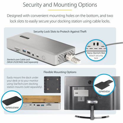 StarTech.com Thunderbolt 4 Multi-Display Docking Station, Quad/Triple/Dual Monitor Dock, 2x HDMI/2x DP, 7x USB Hub, 2.5Gb Ethernet, 98W PD 132N-TB4USB4DOCK