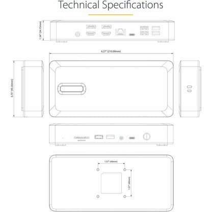 StarTech.com Thunderbolt 4 Multi-Display Docking Station, Quad/Triple/Dual Monitor Dock, 2x HDMI/2x DP, 7x USB Hub, 2.5Gb Ethernet, 98W PD 132N-TB4USB4DOCK