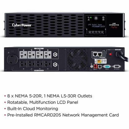 CyberPower Smart App Sinewave PR3000RT2UCN 3000VA Tower/Rack Convertible UPS PR3000RT2UCN