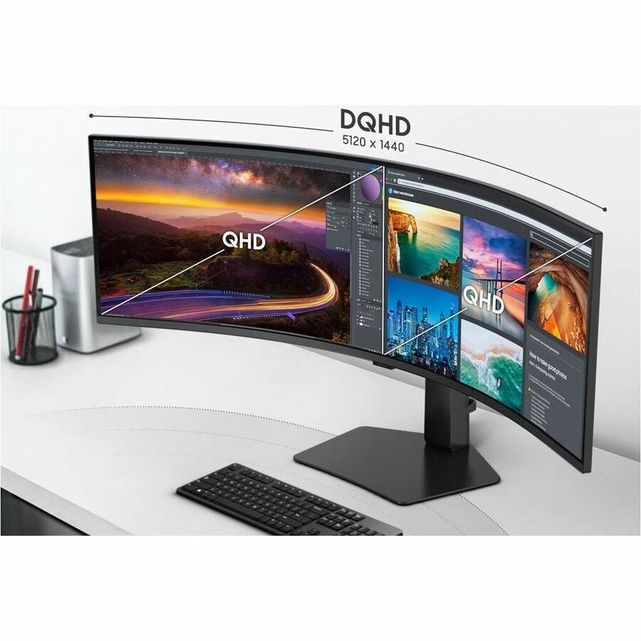 Samsung ViewFinity S9 S49C954UAN 49" Class Dual Quad HD (DQHD) Curved Screen Gaming LED Monitor - 32:9 - Black LS49C954UANXZA