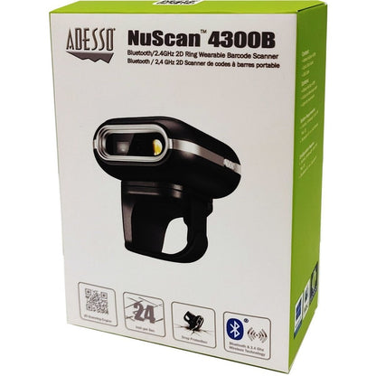 Adesso NuScan 4300B Bluetooth 2D Ring Wearable Barcode Scanner NUSCAN4300B