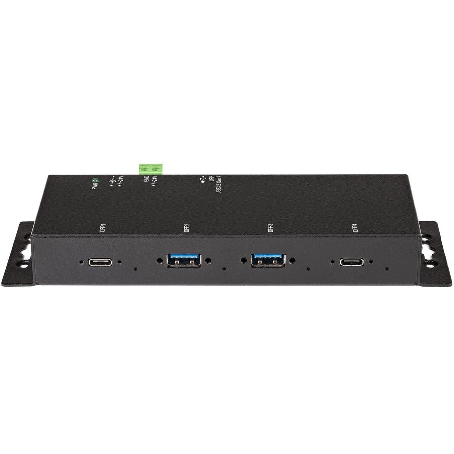 StarTech.com 4 Port USB C Hub 10Gbps, Metal Industrial USB-C Hub, 2x USB-C & 2x USB-A, ESD Surge Protection, Self-Powered USB Type-C Hub HB31C2A2CME